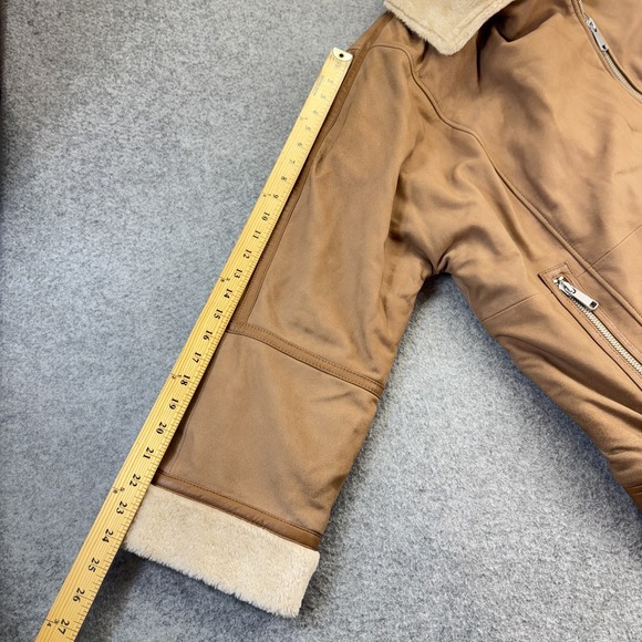 Wilsons Leather Ramona Jacket M NWT Tan Faux‎ Shearling Moto Coat Genuine Trim - Picture 11 of 15